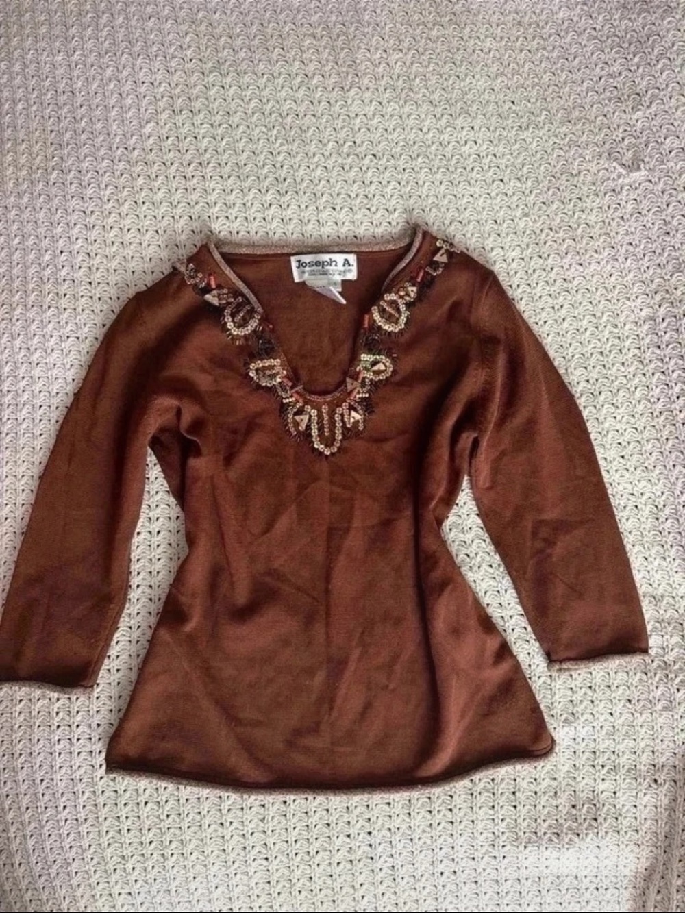 Joseph A Brown Embellished V-Neck Tunic